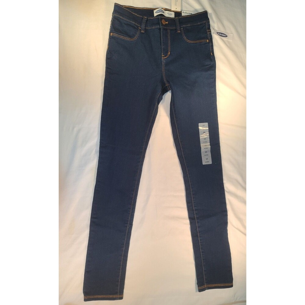 Old Navy Girls Size 14 Ballerina Jeggings Dark Wash Adjustable Waist NWT
